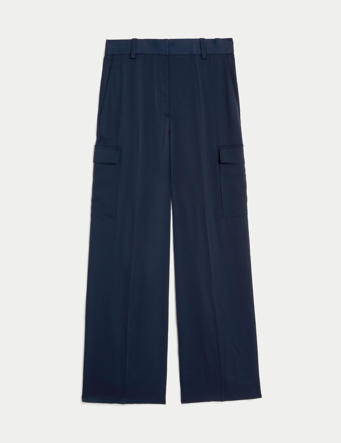 Wide Leg Saten Kargo Pantolon