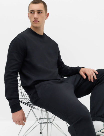 Pamuk Karışımlı Bisiklet Yaka Sweatshirt