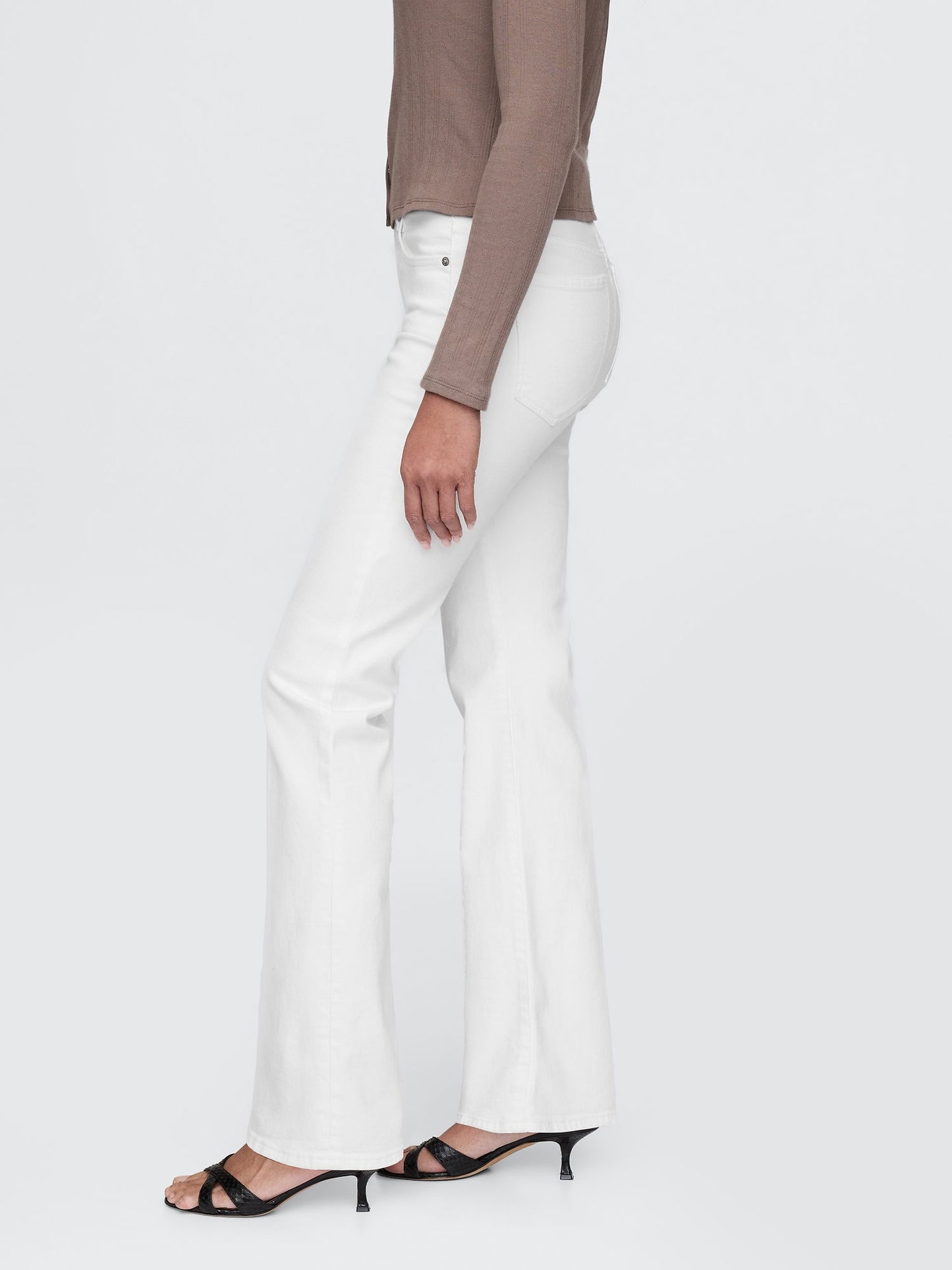 Beyaz High Rise '70s Flare Jean Pantolon