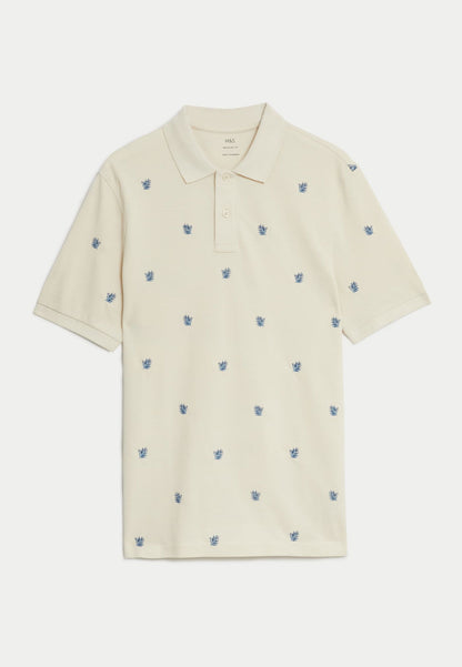 Saf Pamuklu Kısa Kollu Polo Yaka T-shirt