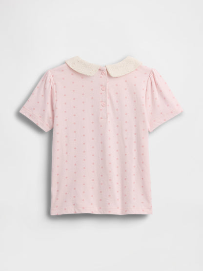 Açık Pembe Puff Sleeve Yaka T-shirt