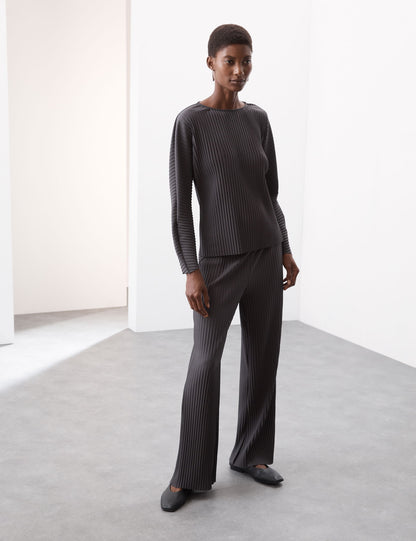 Pile Detaylı Wide Leg Pantolon
