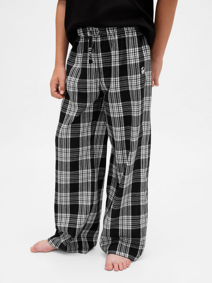 Siyah Gap × Disney Tim Burton’s The Nightmare Before Christmas Skull Flannel Pijama Altı