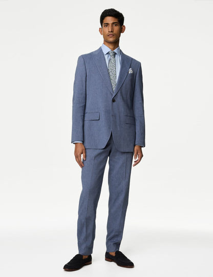 Tailored Fit Klasik Keten Ceket