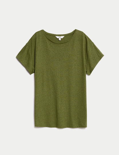 Keten Karışımlı T-shirt