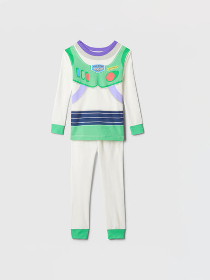 Beyaz %100 Organik Pamuk Disney Buzz Lightyear Desenli Pijama Takımı