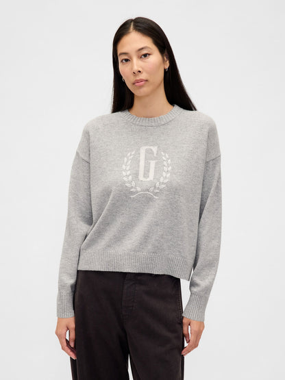 Gri Gap Logo Intarsia Kazak
