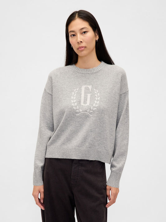 Gri Gap Logo Intarsia Kazak