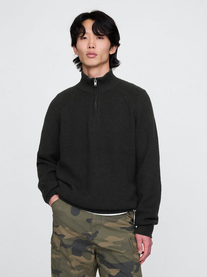 Siyah Cashsoft Çeyrek Fermuarlı Pullover Kazak