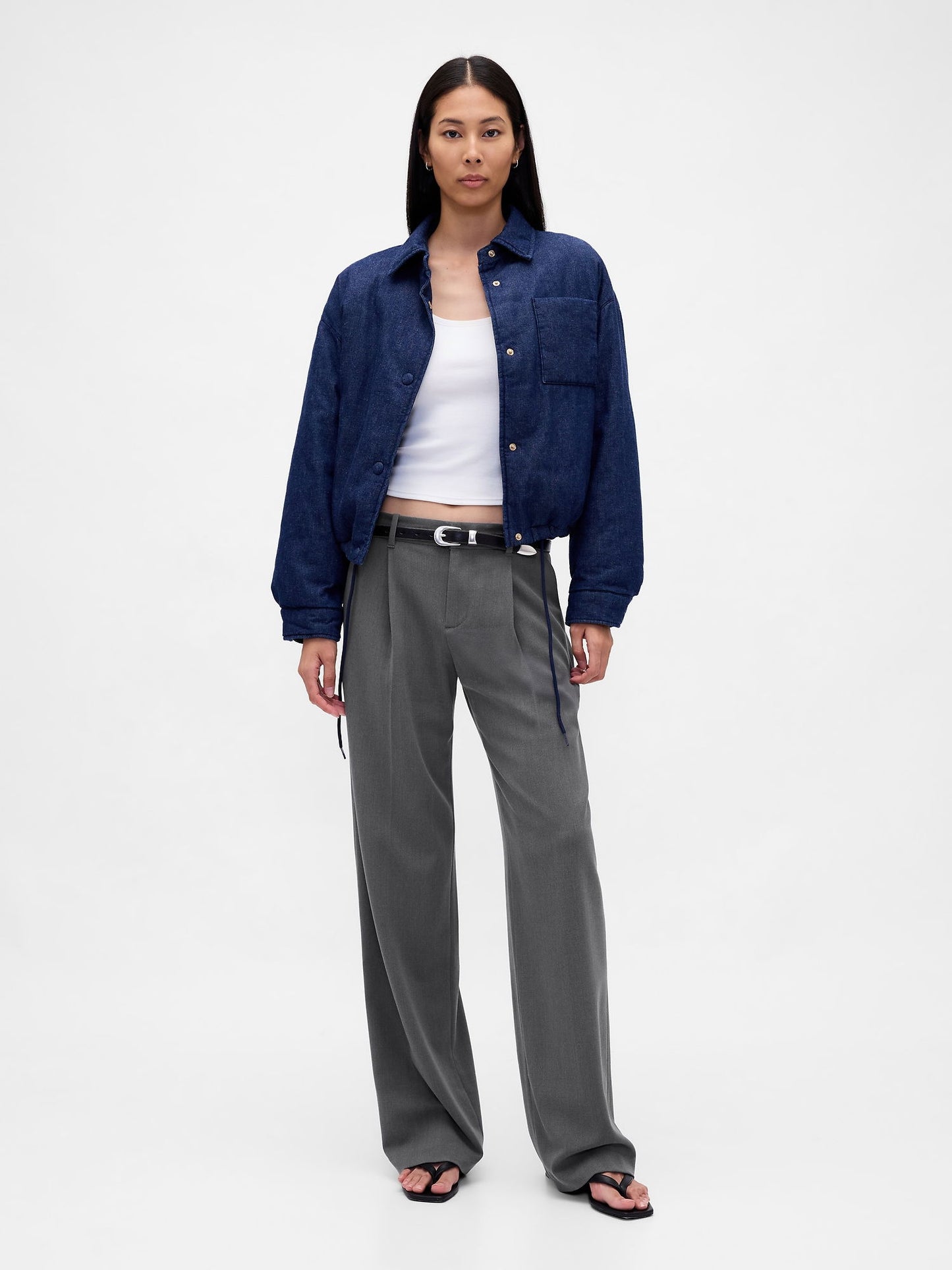Açık Gri 365 Low Rise Brushed Twill Pileli Pantolon