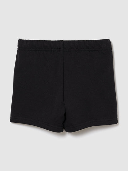Siyah Relaxed Logo Fransız Havlu Kumaş Pull-on Şort