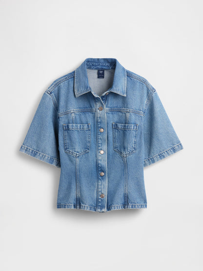 Açık Mavi Ultrasoft Denim Pocket Gömlek