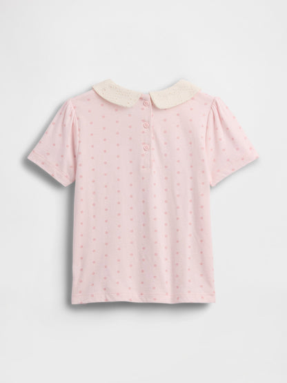 Açık Pembe Puff Sleeve Yaka T-shirt