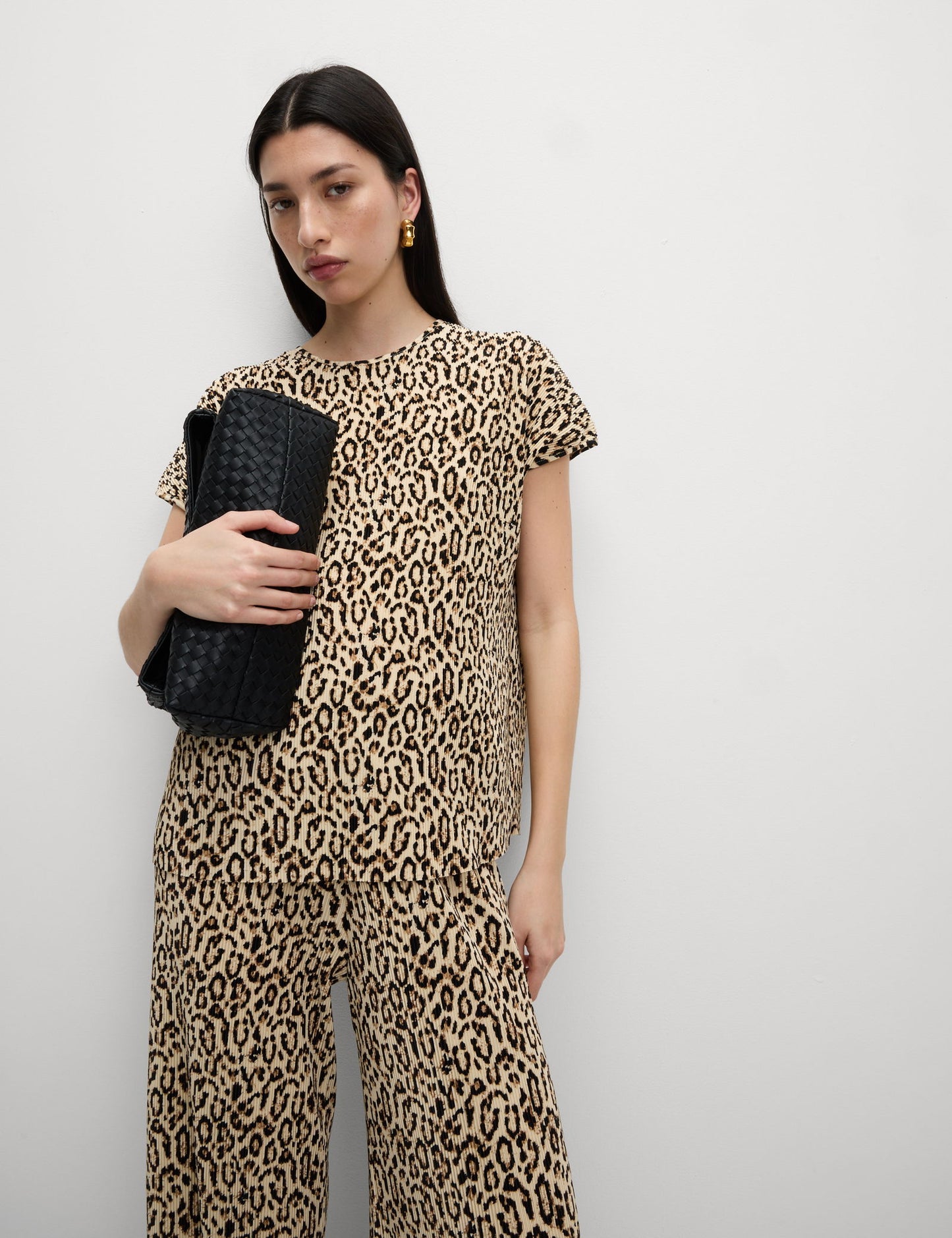 Leopar Desenli Wide Leg Pantolon