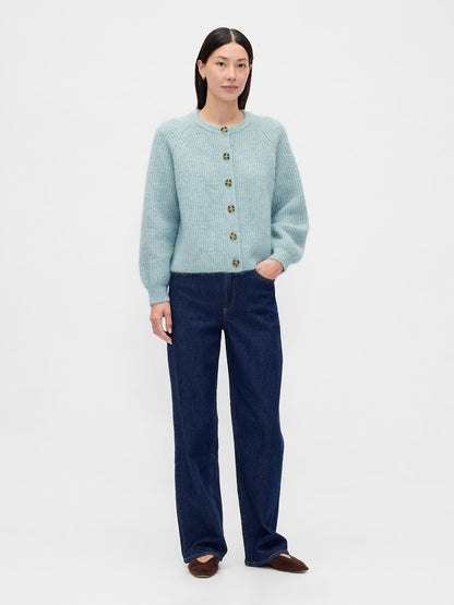 Açık Mavi Fuzzy Shaker Stitch Hırka