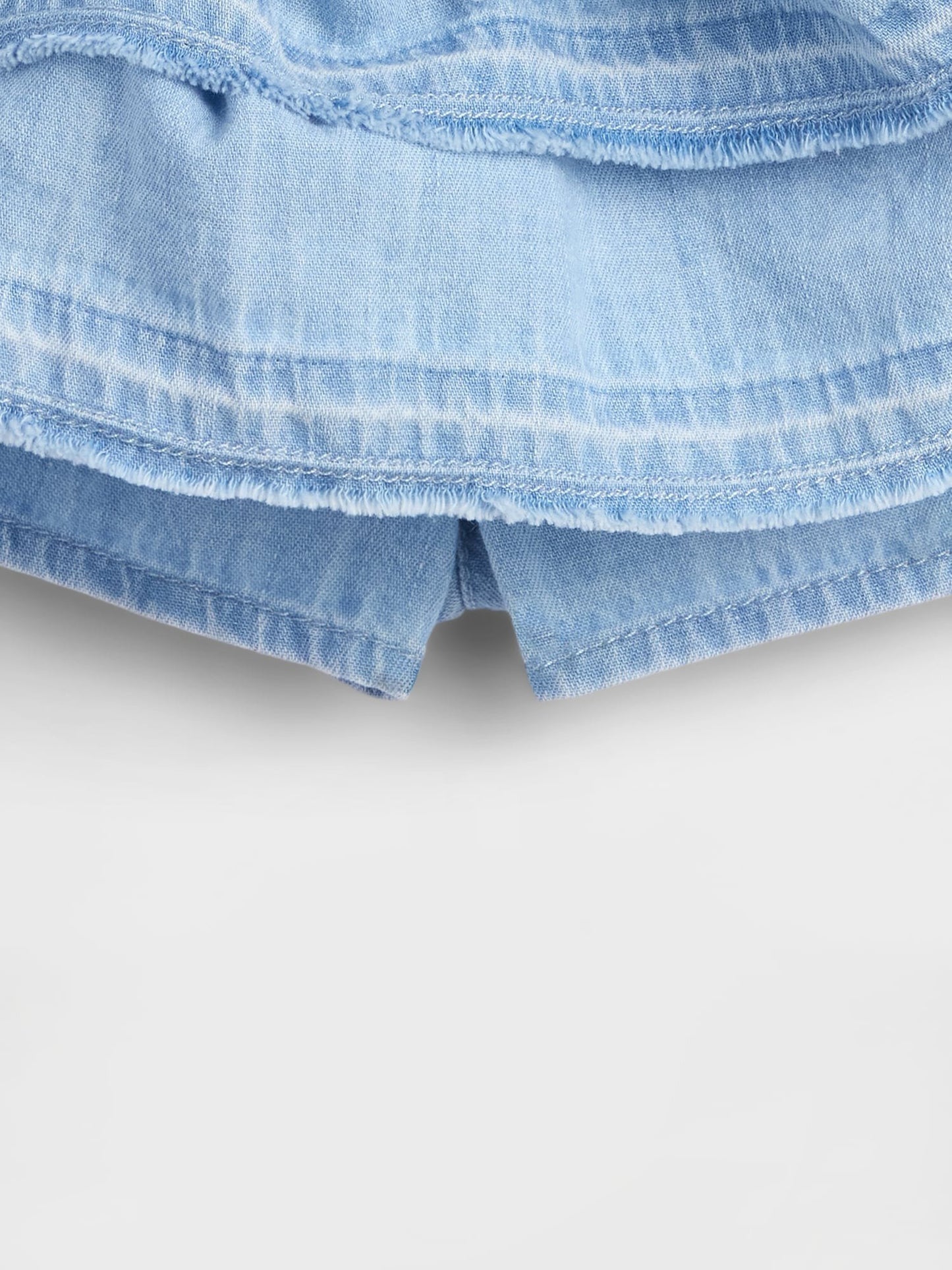Açık Mavi Denim Ruffle Şort Etek