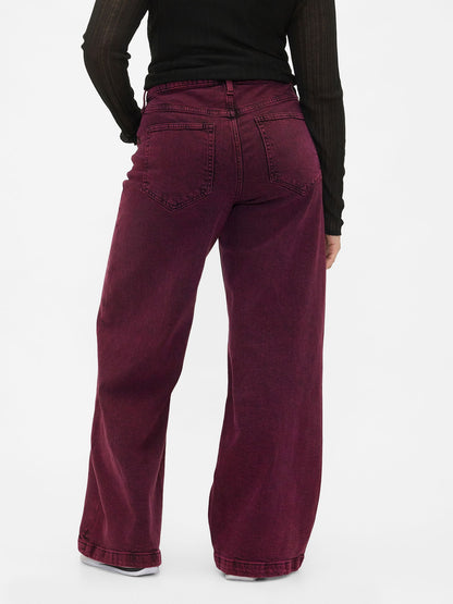 Koyu Pembe High Rise Stride Wide-leg Jean Pantolon