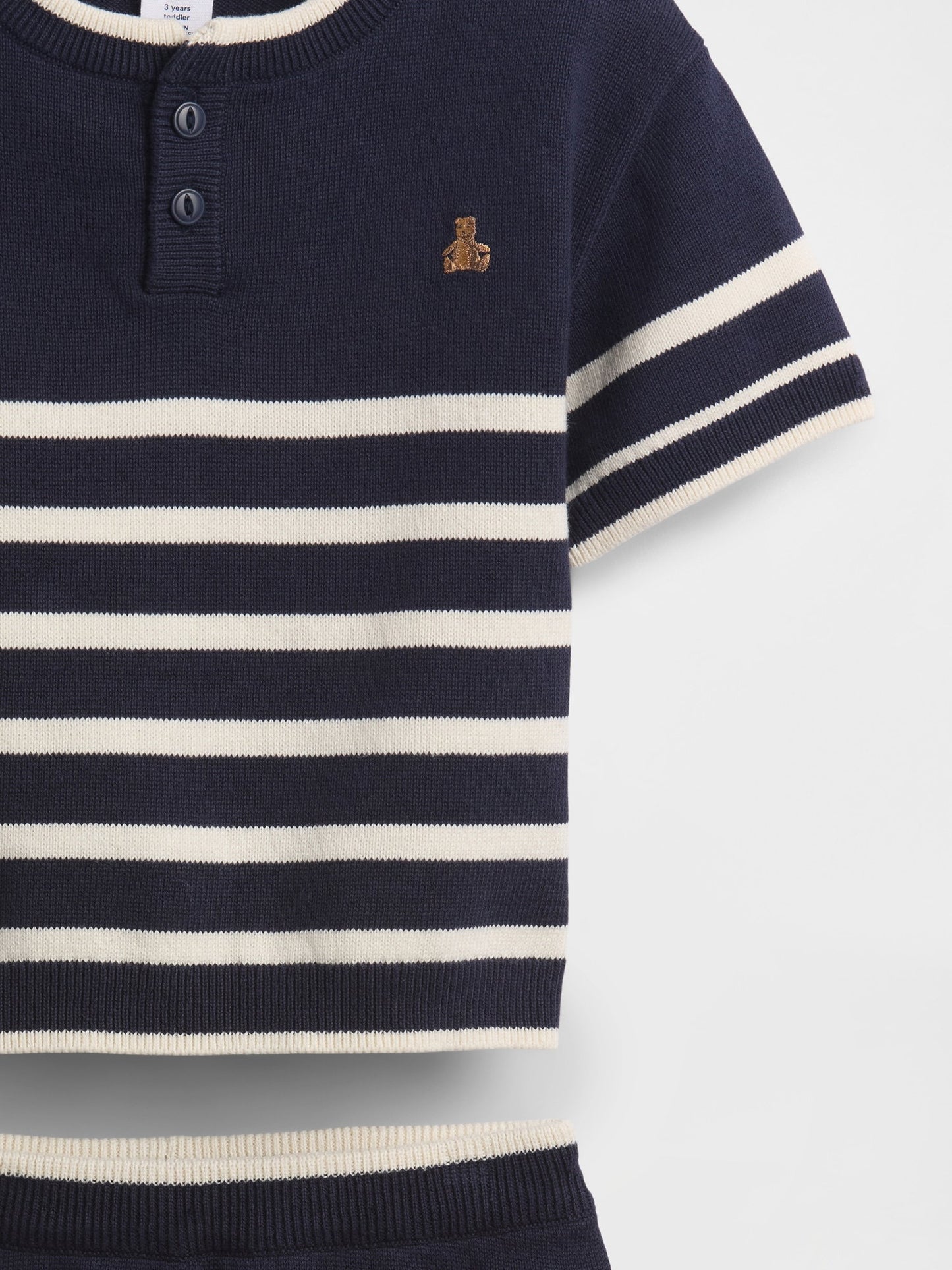 Lacivert Baby & Toddler Henley Çizgili Kazak Seti