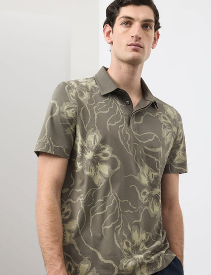 Pamuklu Çiçek Desenli Polo Yaka T-shirt