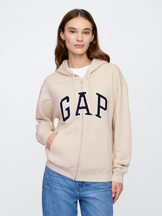 Bej Gap Logo Fleece Fermuarlı Sweatshirt