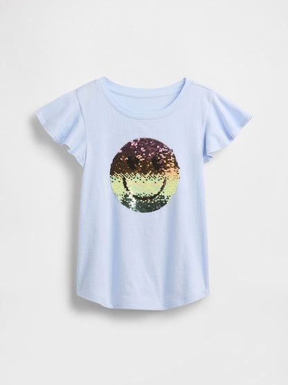 Açık Mavi Kids Flippy-sequin Grafik T-shirt