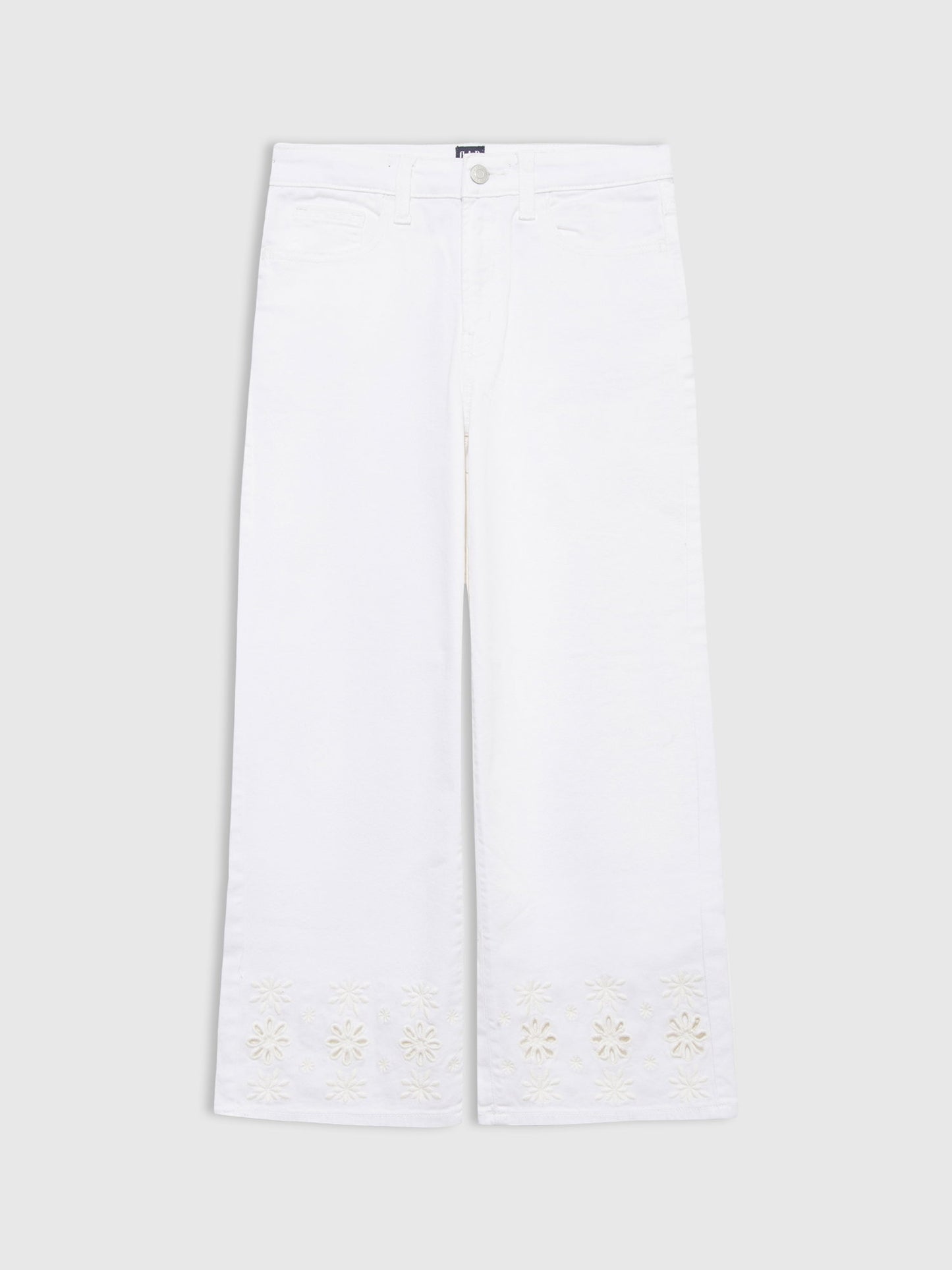 Beyaz Wide-leg Dantel Işlemeli Pantolon