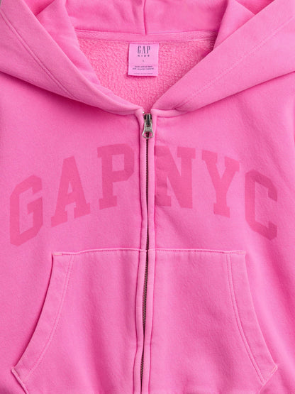 Pembe Vintagesoft Oversized Logo Fermuarlı Sweatshirt