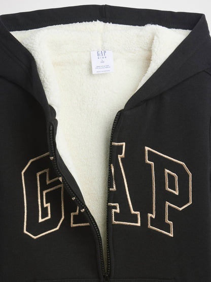 Siyah Gap Logo Sherpa Fermuarlı Sweatshirt