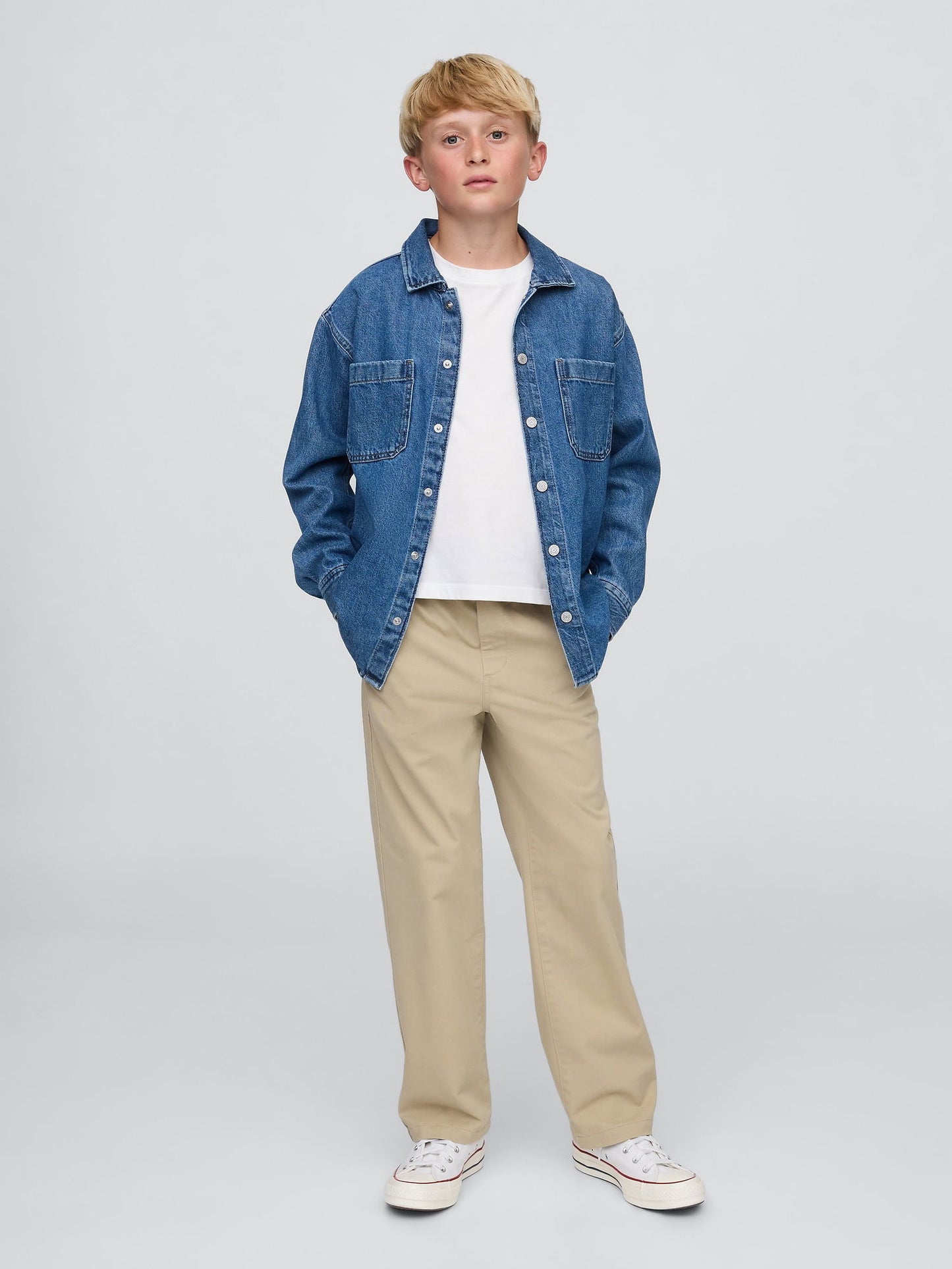 Krem Çocuklar Için Relaxed Kolay Khakis