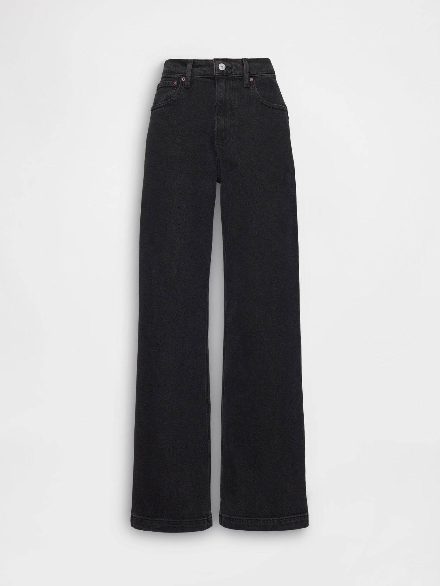Siyah High Rise Stride Wide-leg Jean Pantolon