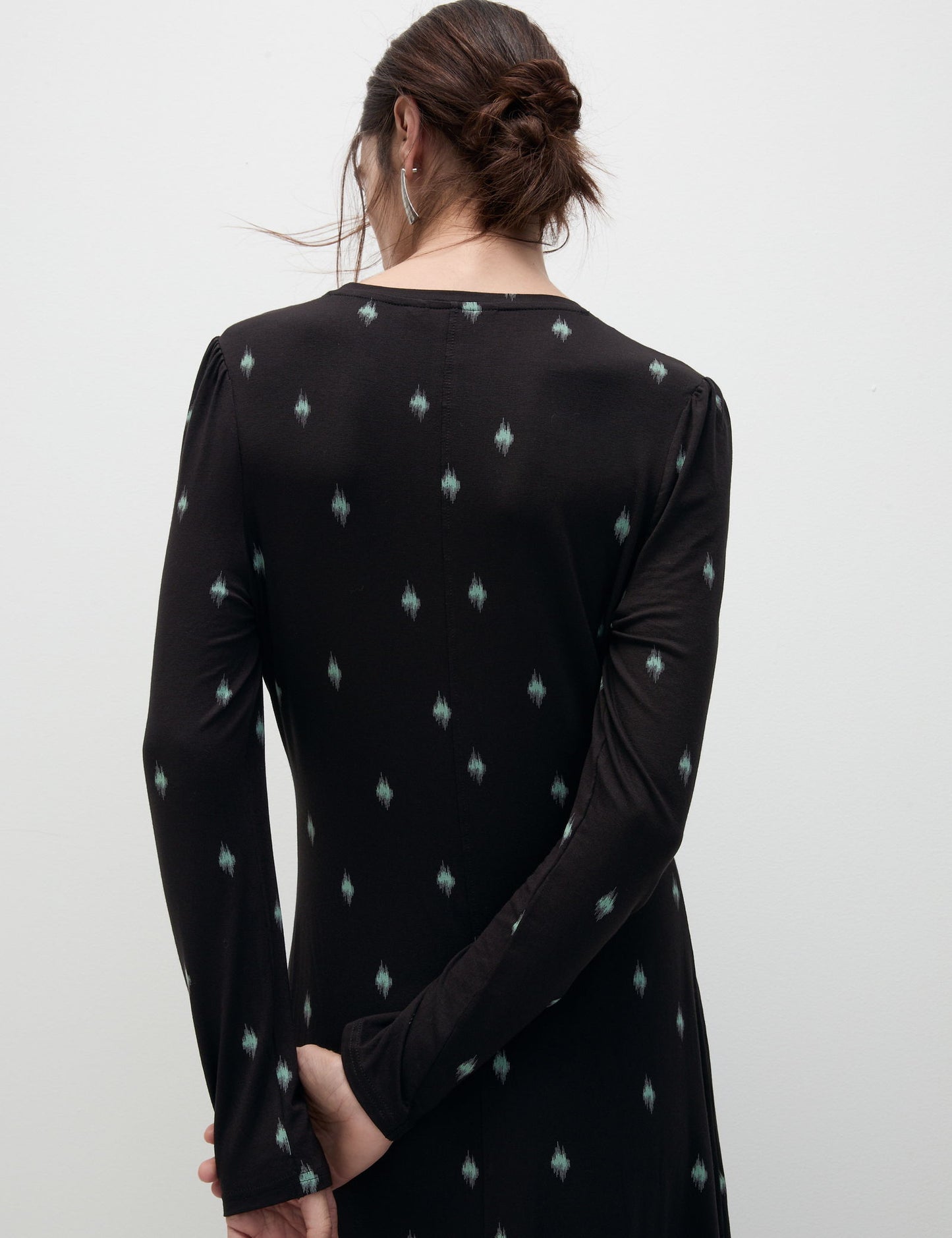 Jersey Desenli Midi Elbise