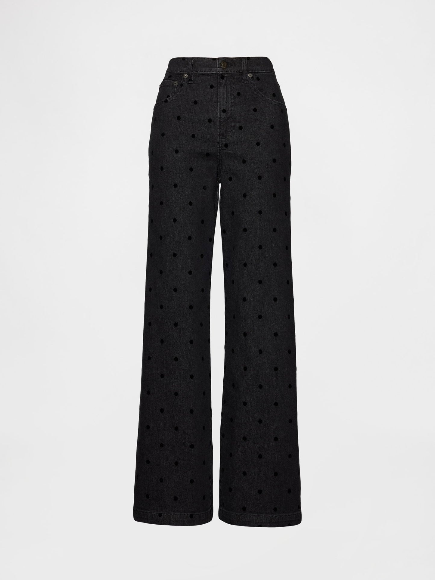 Siyah High Rise Stride Wide-leg Jean Pantolon