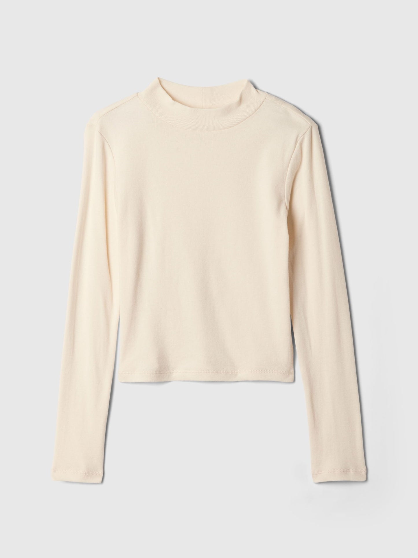 Kırık Beyaz Fitilli Mockneck Yaka T-shirt
