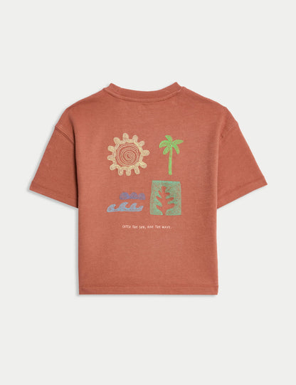 Saf Pamuklu Nakışlı T-shirt (2–8 Yaş)
