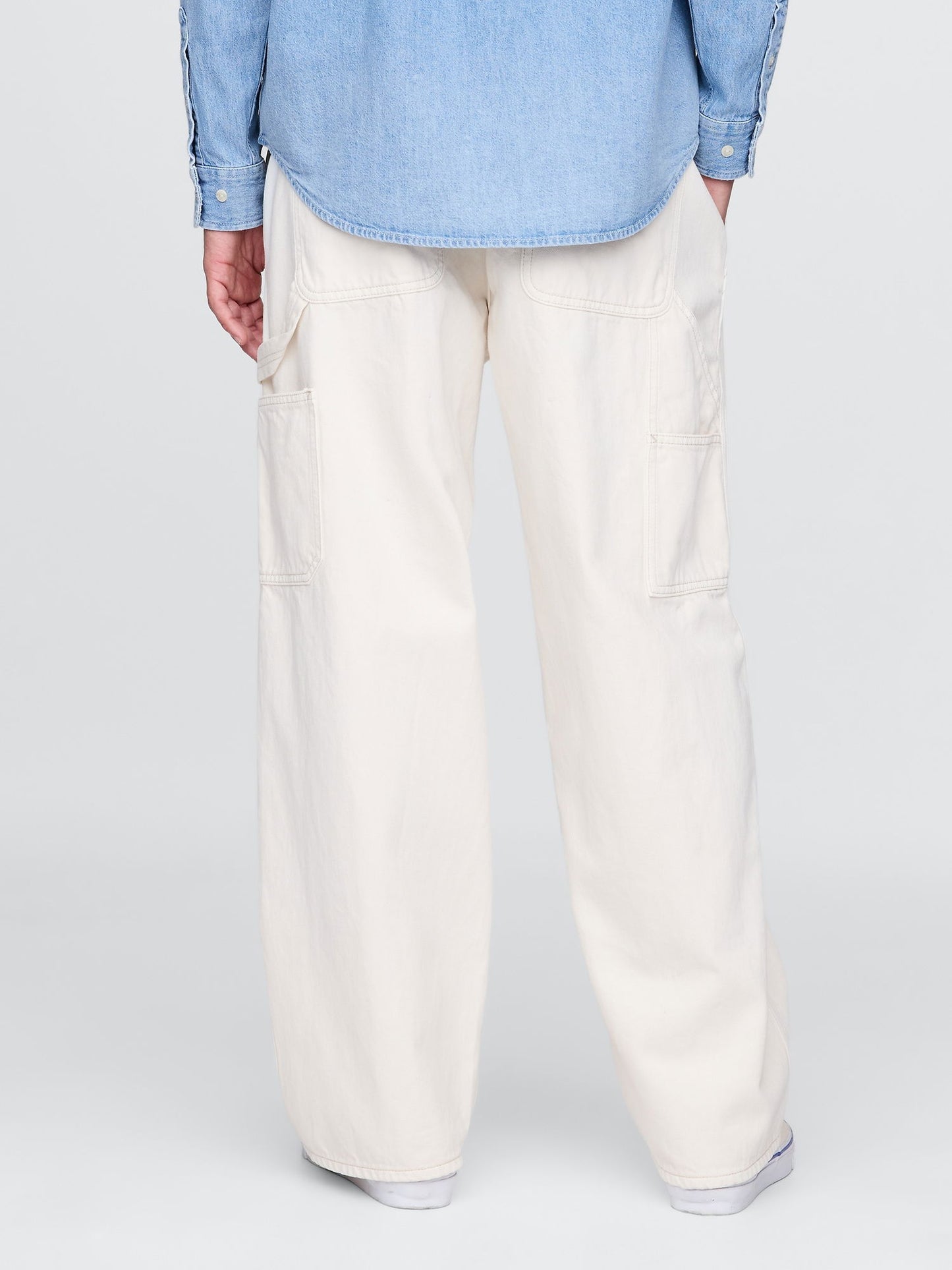 Kırık Beyaz Baggy Carpenter Jean Pantolon