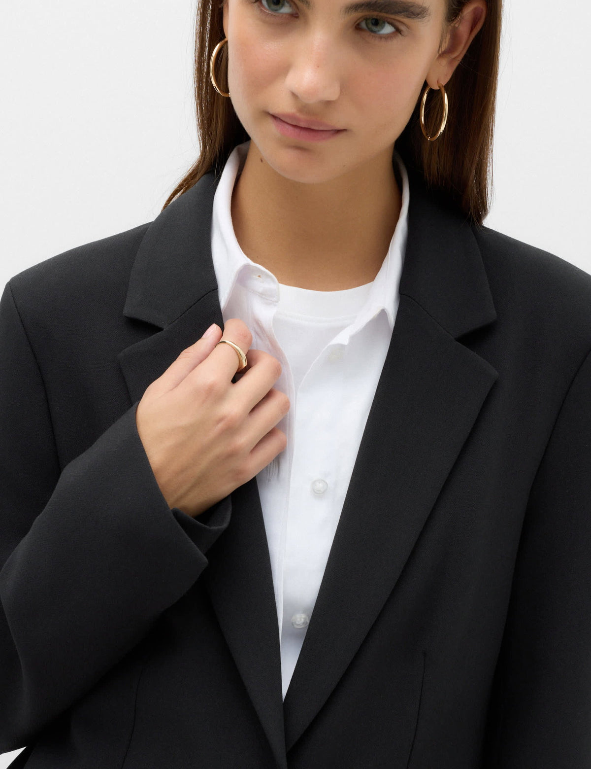 Düz Kesim Tek Düğmeli Blazer