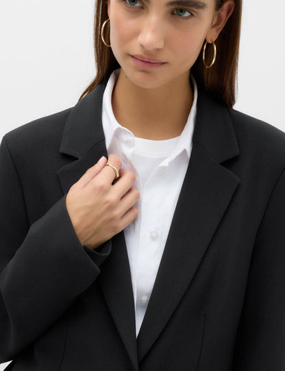 Düz Kesim Tek Düğmeli Blazer