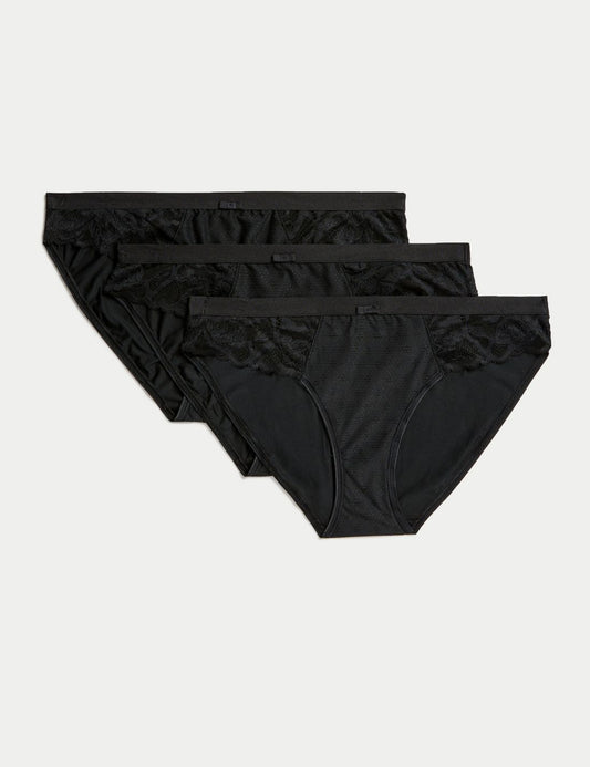 3'lü Dantel Detaylı Bikini Külot Seti