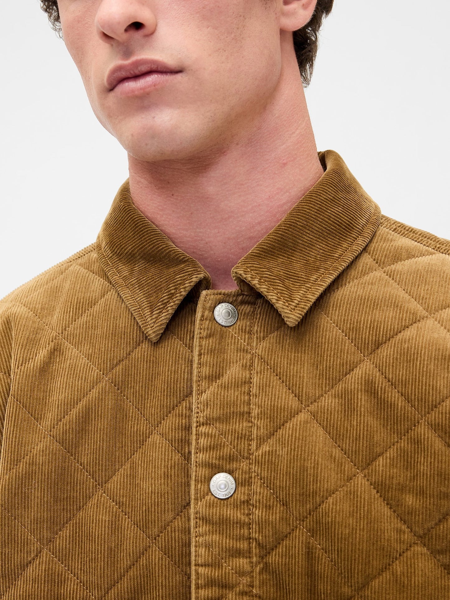Açık Kahverengi Quilted Corduroy Relaxed Gömlek Ceket