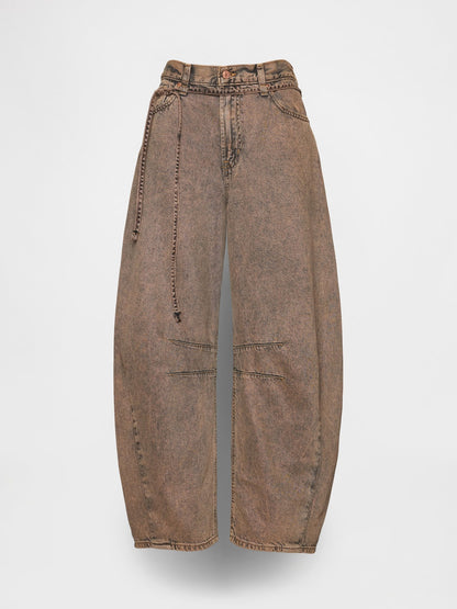 Kahverengi High Rise Ultrasoft Horseshoe Jean Pantolon