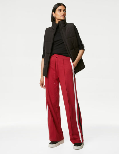 Şerit Detaylı Wide Leg Örme Pantolon
