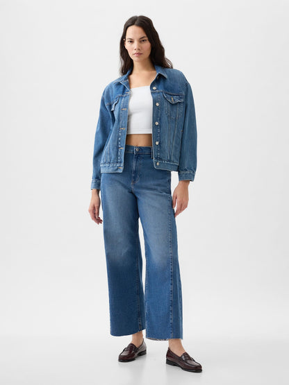 Koyu Mavi High Rise Stride Wide-leg Ankle Jean Pantolon