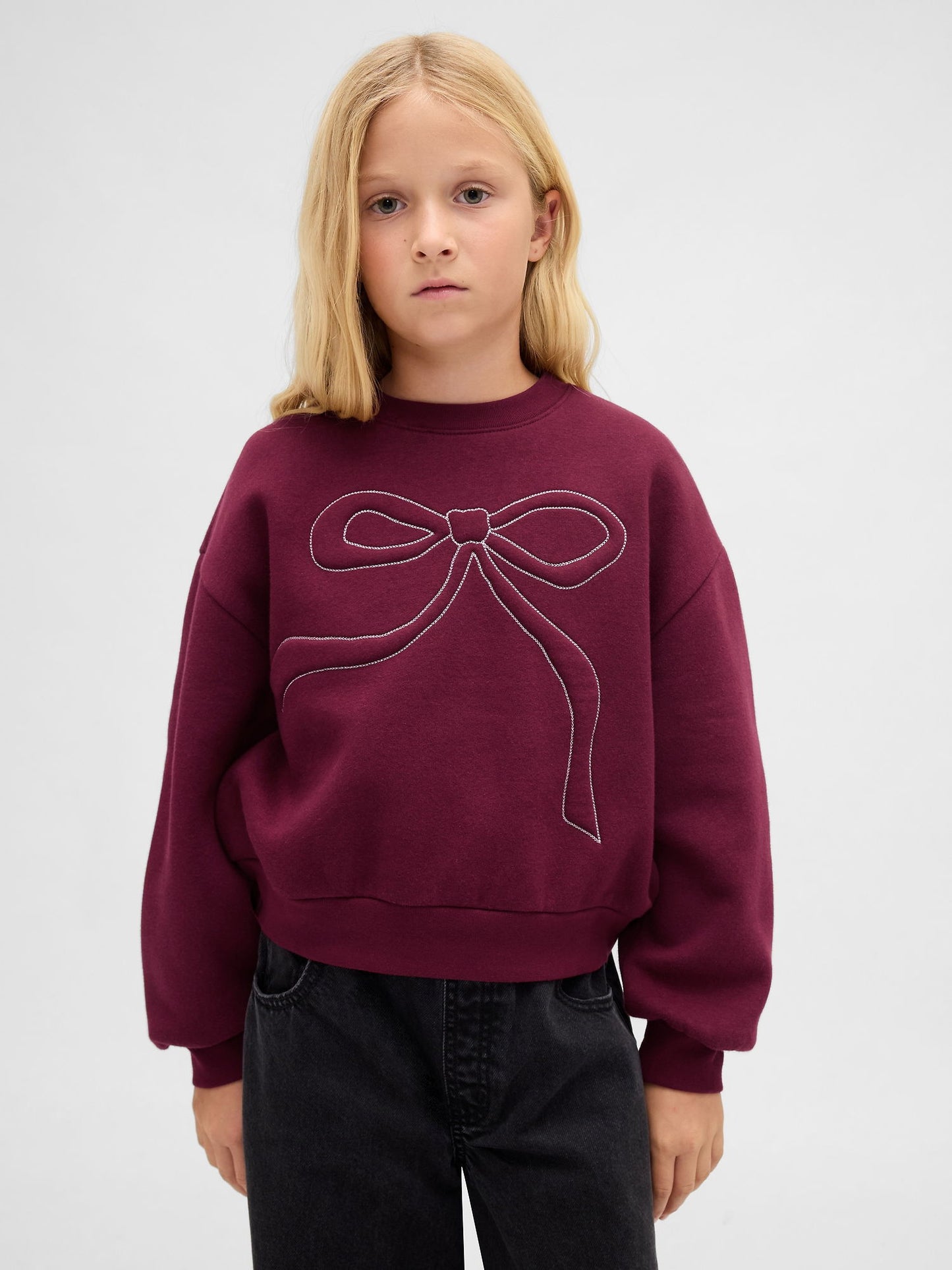 Bordo Süslü Dolman Sweatshirt