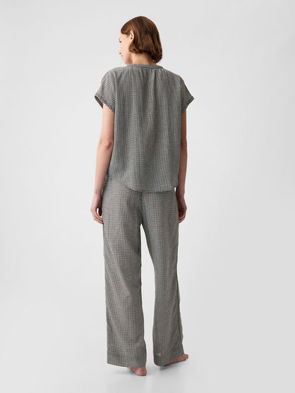 Siyah Crinkle Gauze Tencel™ Pijama Üstü