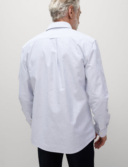 Saf Pamuklu Çizgili Oxford Gömlek (regular Fit)