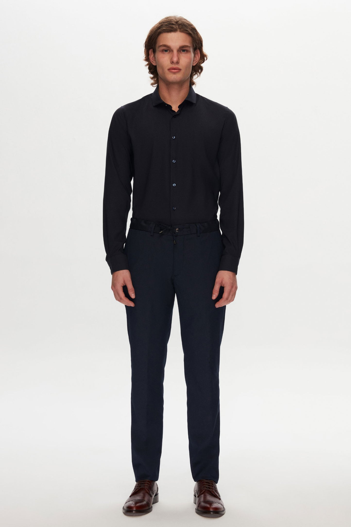 Tween Slim Fit Lacivert Düz Travel Gömlek