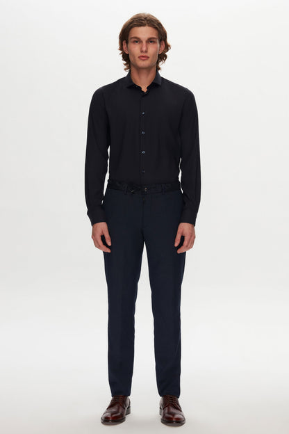 Tween Slim Fit Lacivert Düz Travel Gömlek