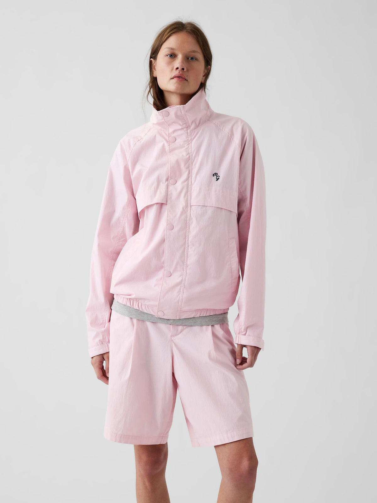 Açık Pembe Gap × Malbon Textured Poplin Anorak Ceket