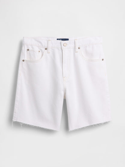 Beyaz Mid Rise Ultrasoft Loose Bermuda Şort