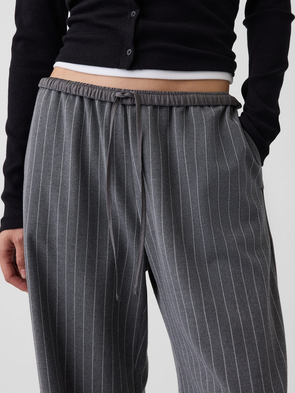 Gri Brushed Twill Easy Wide-leg Pantolon